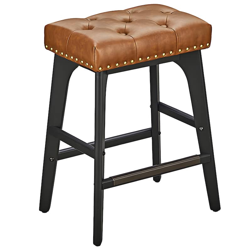 Set of 2 Counter Height Bar Stools Modern Kitchen Barstools with Backrest Perfect for Island or Counter - 12.6"D x 17.3"W x 26"H