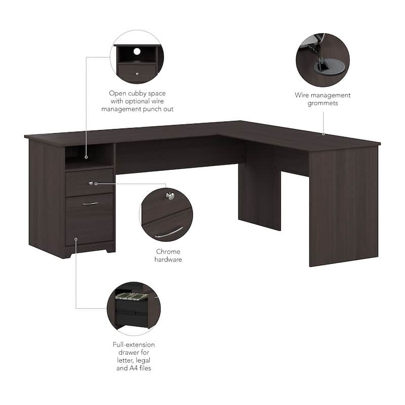72W L-shaped Computer Desk with Drawers by Bush Furniture