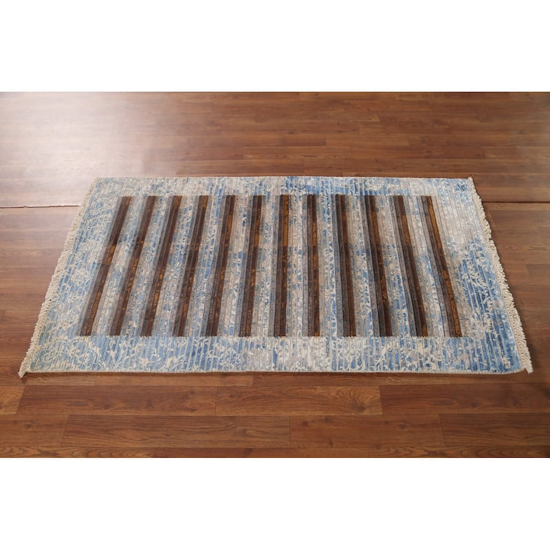 Multi-Color Modern Accent Rug Handmade Wool Carpet - 2'8"x 4'9"