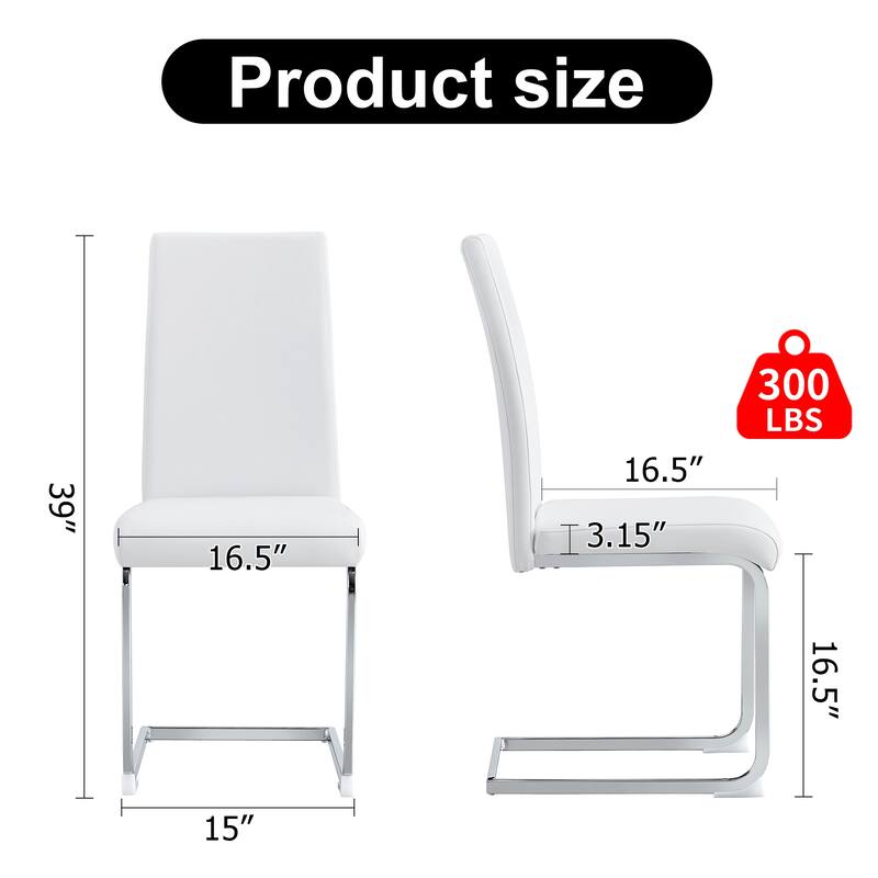 Set of 4 Modern PU Leather Upholstered Dining Chair,with High Back and Chrome Metal Base