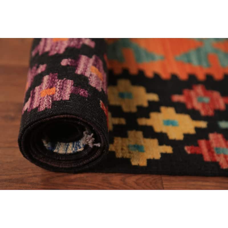 South Western Style Kilim Oriental Area Rug Flatweave Wool Carpet - 9'9" x 13'3"