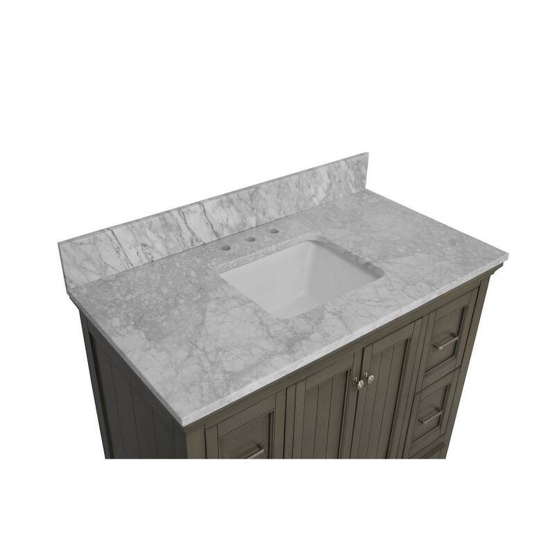 KitchenBathCollection Paige 48" Bathroom Vanity with Carrara Marble Top