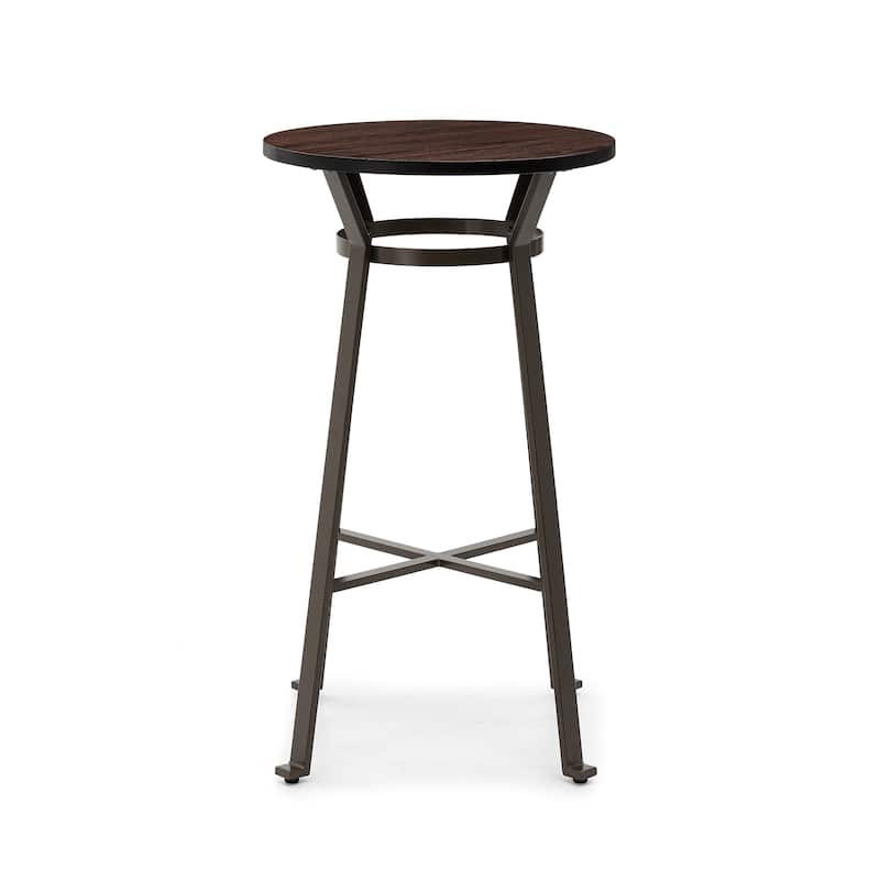 Glitzhome 41"H Rustic Steel Pub/Bar Table with Elm Wood Round Top