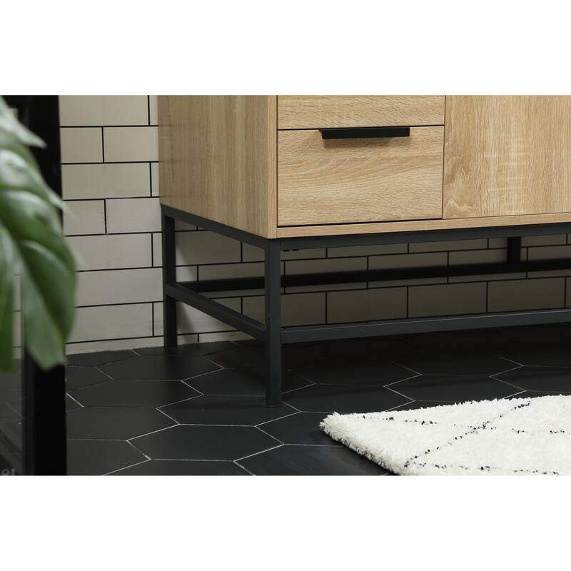 Icon 48 - 60 Inch Single Bathroom Vanity with Ivory White Engineered Marble