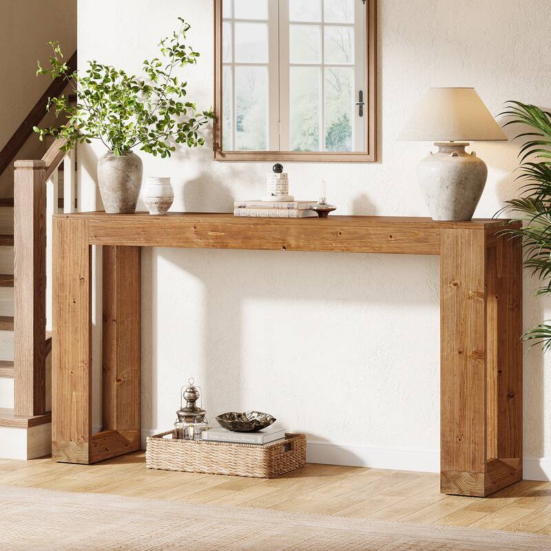 63-inch Solid Wood Console Table - Wood - Brown