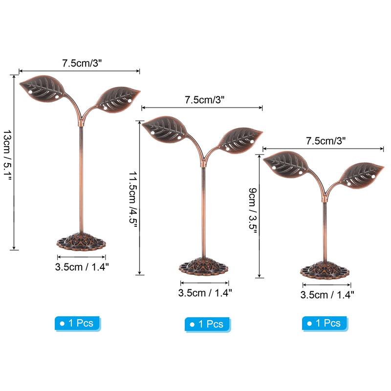 Earring Holder, 3pcs Earring Display Stands Organizer Metal Rack Leaf - Bronze
