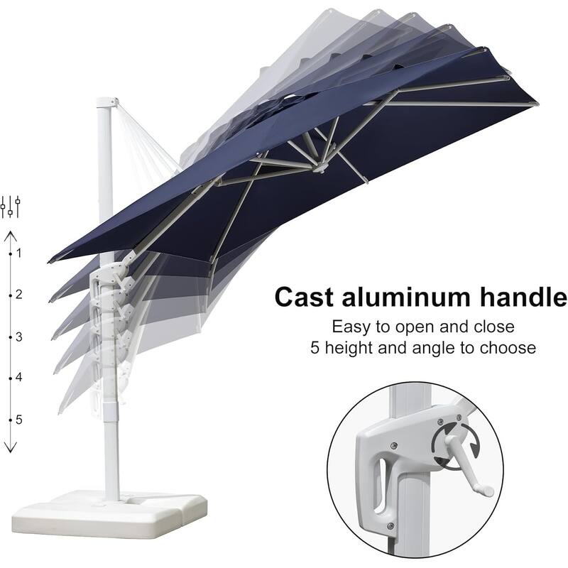 PURPLE LEAF 8 ft White Cantilever Patio Umbrella With Base