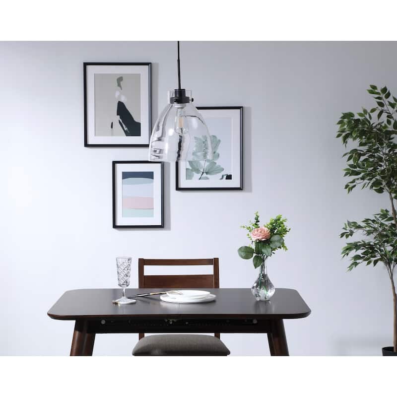 Ingrid 11-Inch Clear 1-Light Pendant - Black