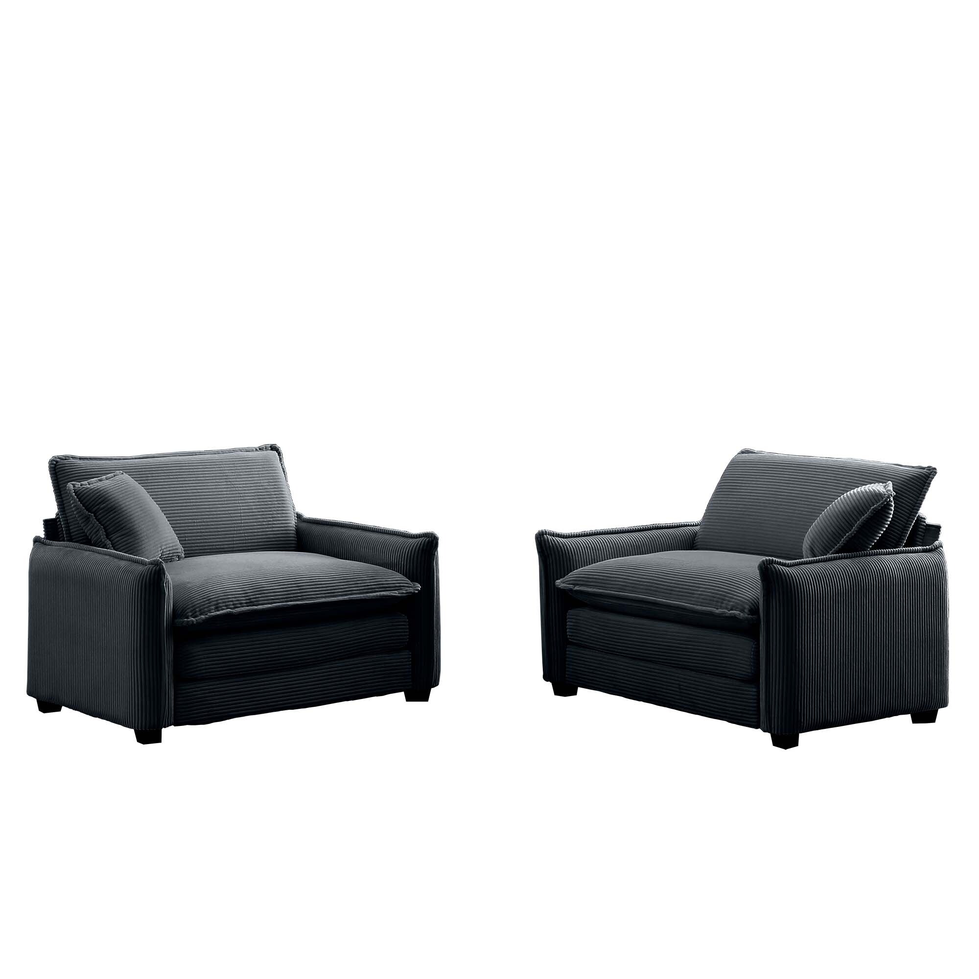 2-Piece Single Sofa Set with Deep Seat for Living Room and Office