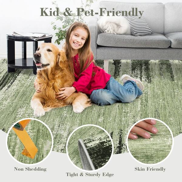 Washable Area Rugs for Living Room Modern Abstract Rug Non Slip Non Shedding Stain Resistant Carpet