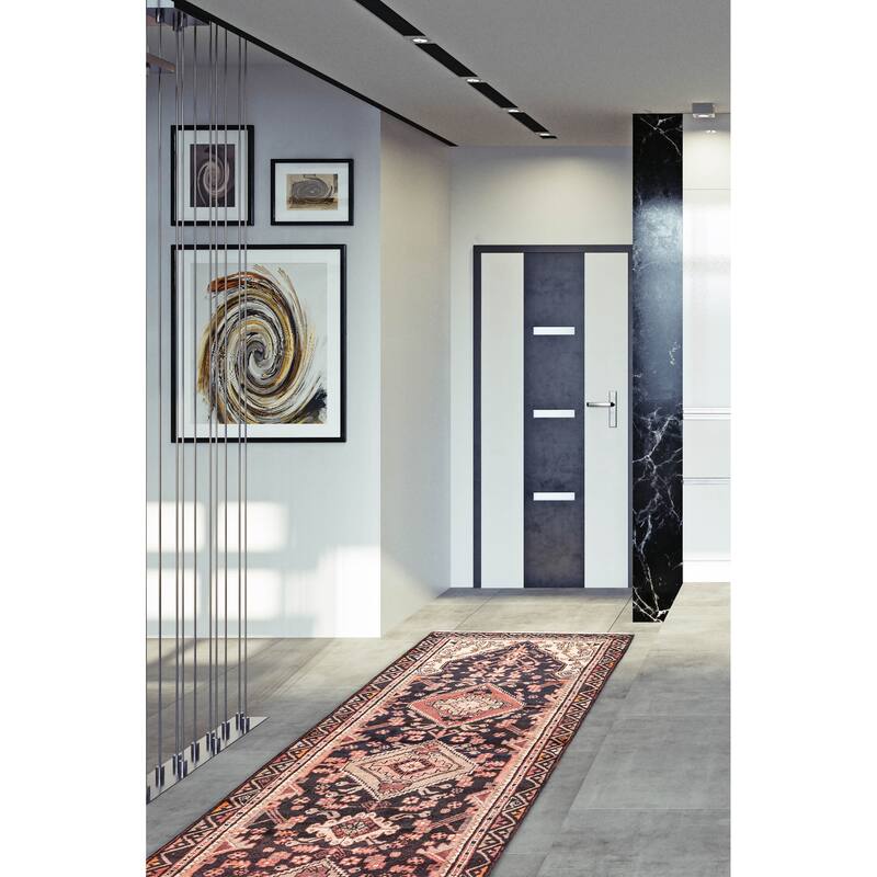 ECARPETGALLERY Hand-knotted Anatolian Vintage Black Wool Rug - 3'3 x 10'3