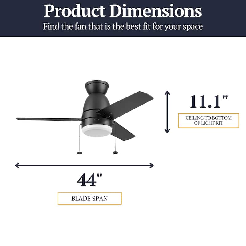 44" Prominence Home Fawn Contemporary Ceiling Fan with LED Light, Dual Finish Blades - 44 Inches