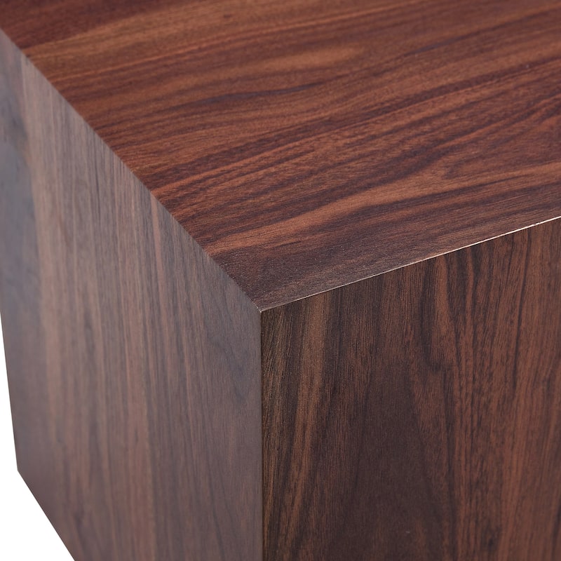 Roomfitters Cube MDF Coffee Table with Walnut Grain Finish, 12"x12"x20" Stylish Accent Table for Versatile Spaces