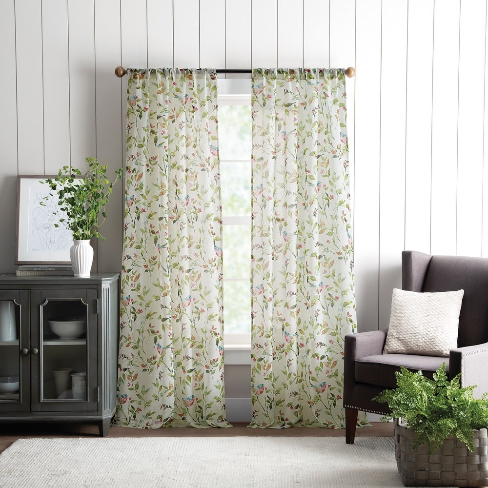 Martha Stewart Kensington Garden Print Poletop Curtain Panel Pair