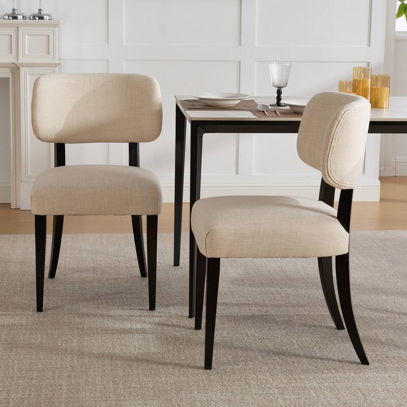 Upholstered Chair Cream Dining Chair Kitchen Chair Side Chair Accent Chair Reception Chair with Wood Legs - Cream