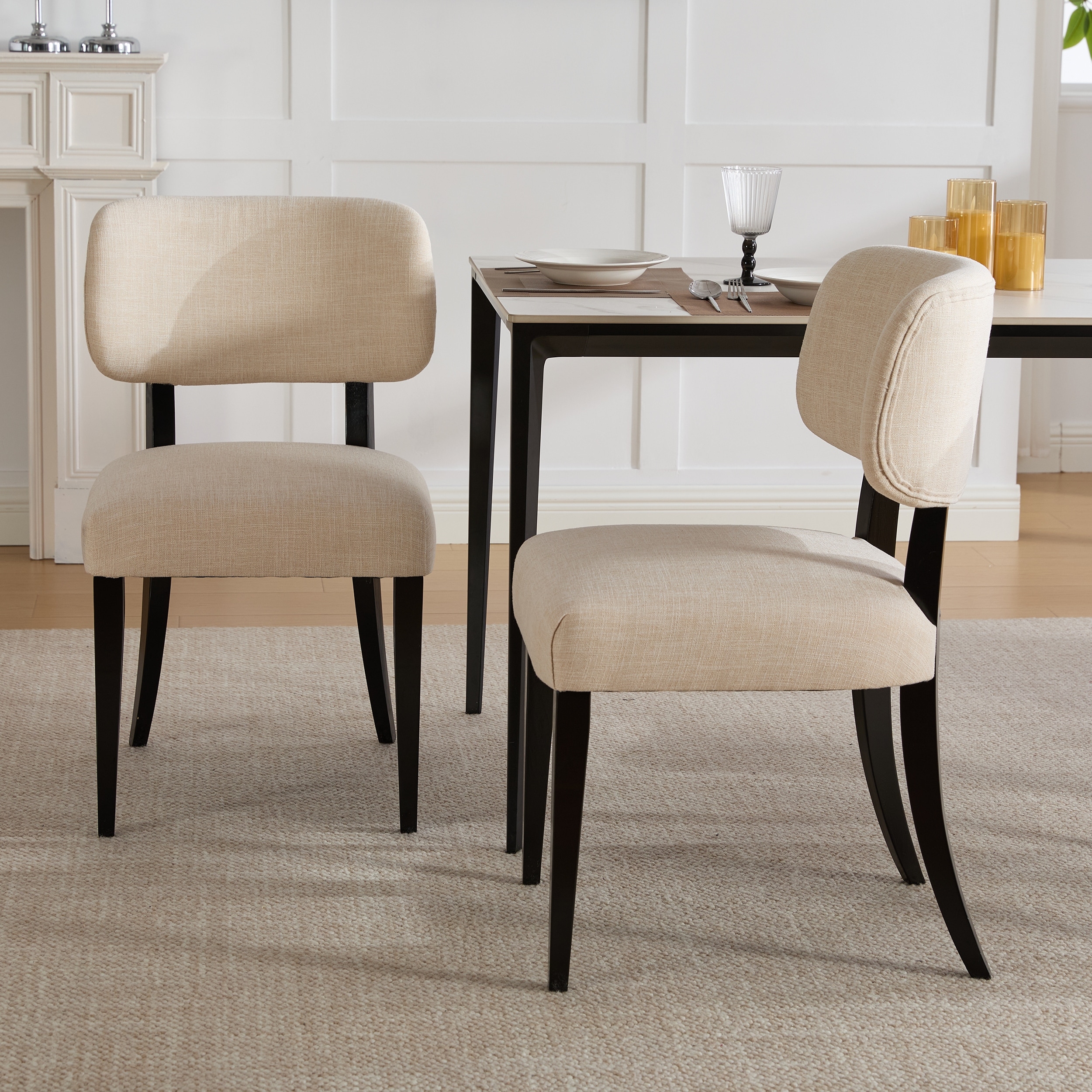 Upholstered Chair Cream Dining Chair Kitchen Chair Side Chair Accent Chair Reception Chair with Wood Legs