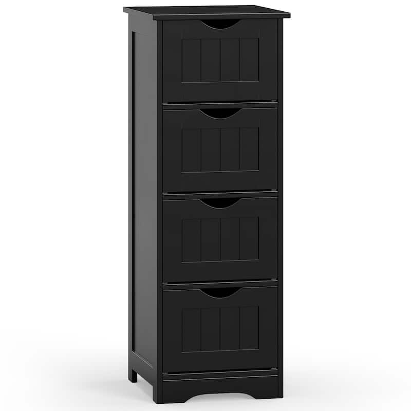 Gymax Bathroom Floor Cabinet Free Standing Storage Side Organizer W/4 - Black