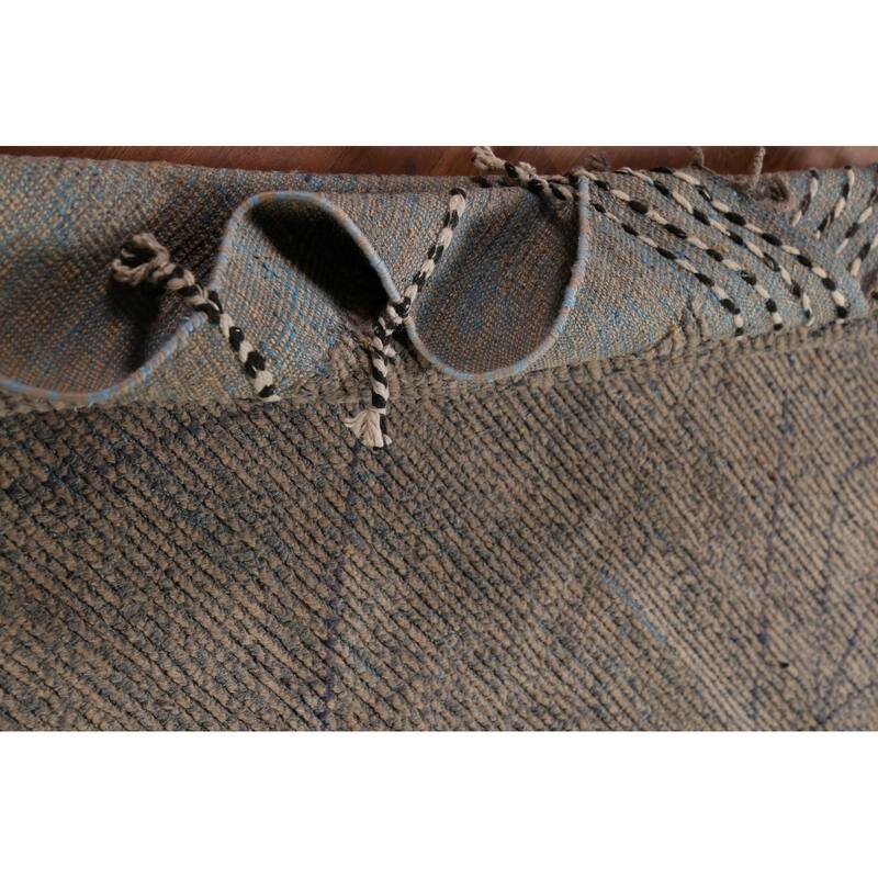 Earth Tone Moroccan Oriental Area Rug Hand-Knotted Brown Wool Carpet - 7'9"x 12'0"