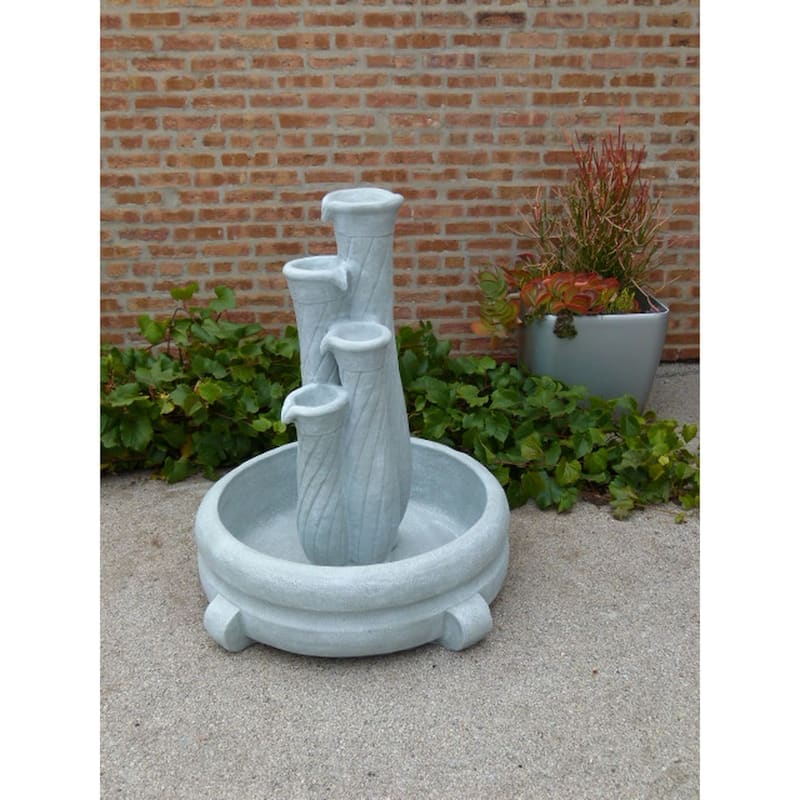 Cascading Four Jug Outdoor Garden Fountain - Taupe Gray - 48"