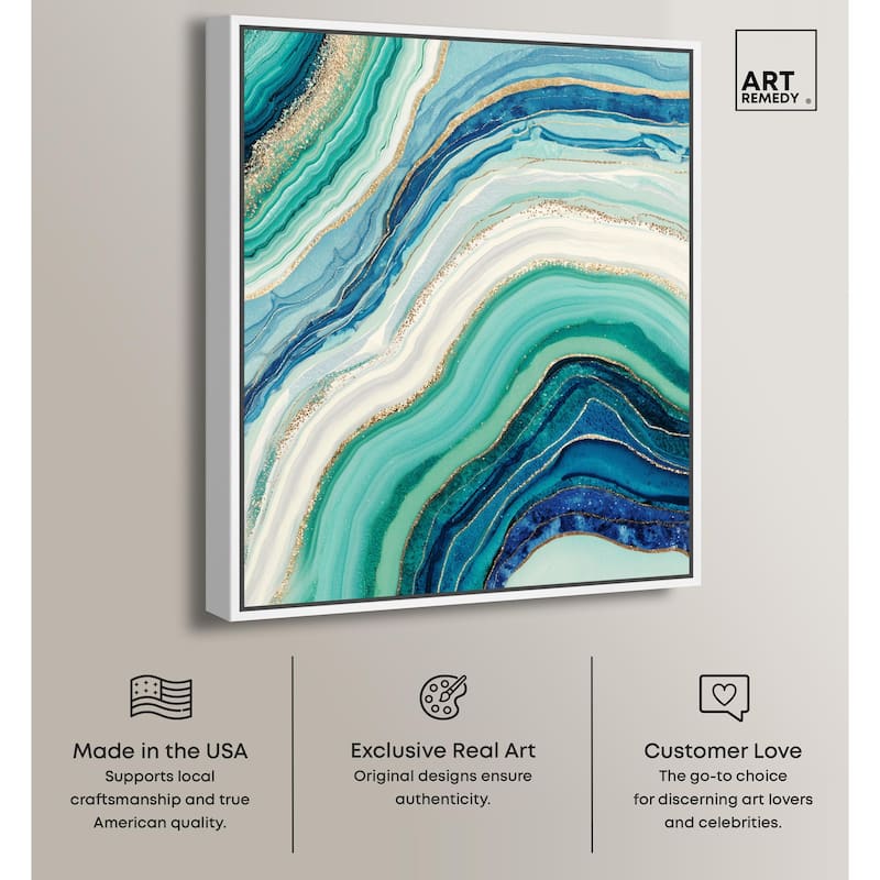 Blue Green Abstract Agate I Canvas by Art Remedy