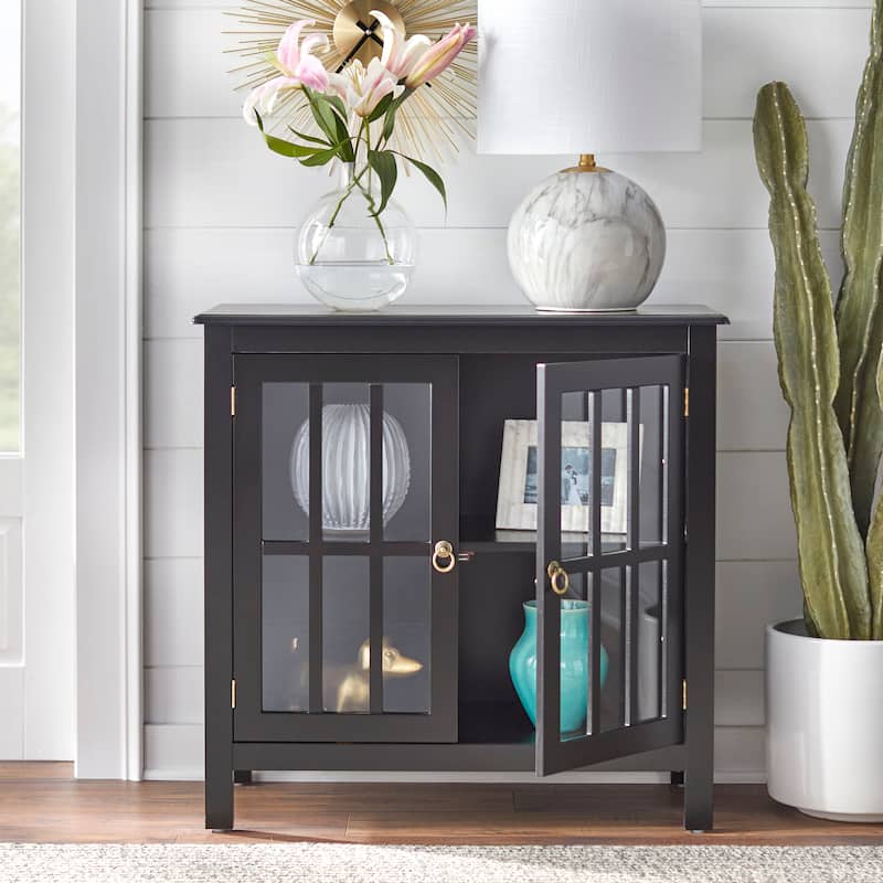 Simple Living Portland 2-Door Glass Cabinet