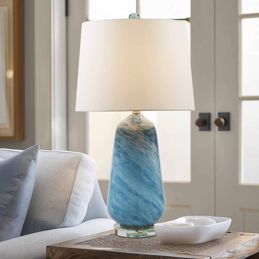 INK+IVY Aquaviva Confetti Glass Table Lamp, Blue