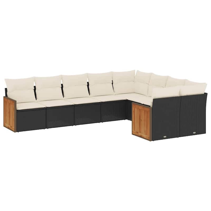 vidaXL Patio Sofa Set with Cushions Outdoor Conversation Furniture Poly Rattan