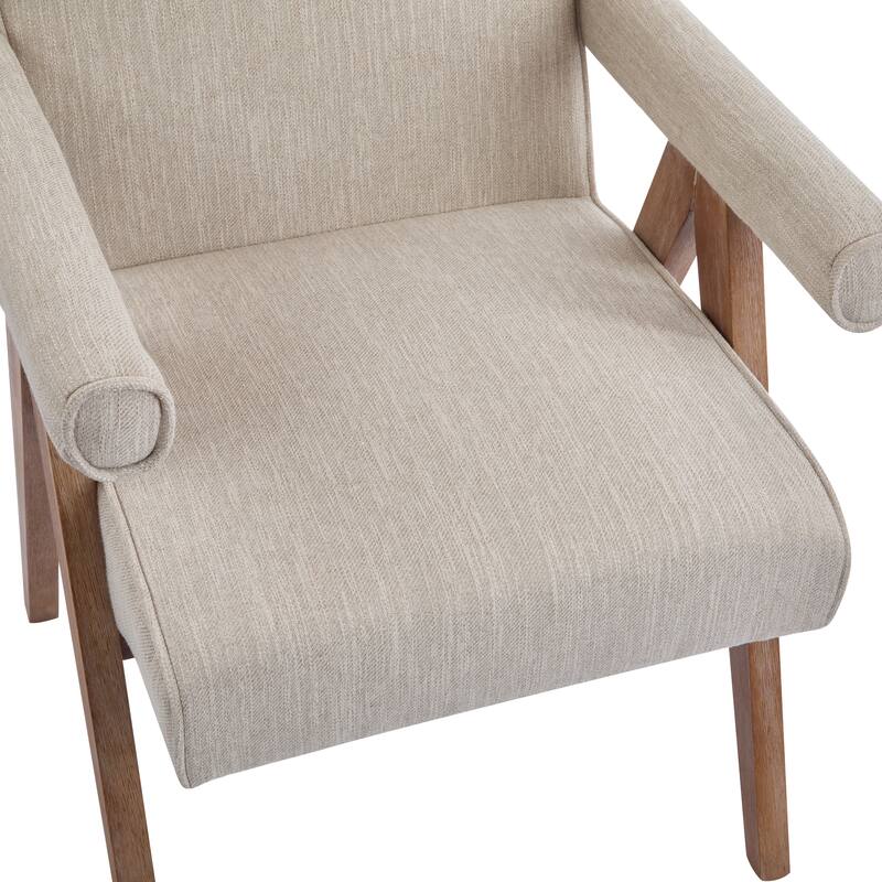 Roomfitters Modern Fabric Dining Armchair with Cushioned Seat, Mid-Century Accent Chair for Dining or Living Spaces