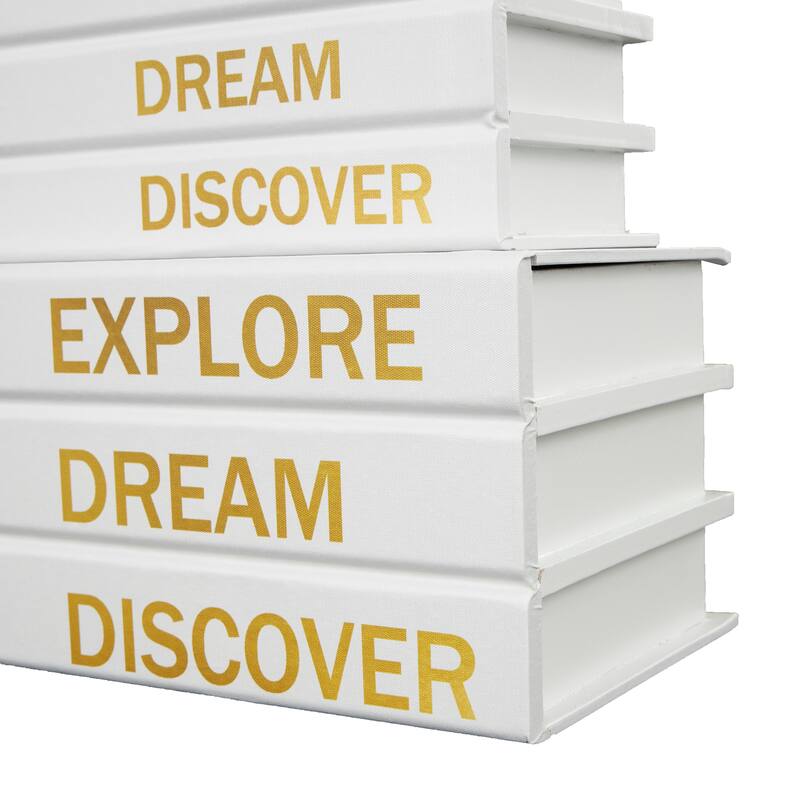 Black or White Canvas Box with White or Gold Explore, Dream, Discover Text (Set of 2)