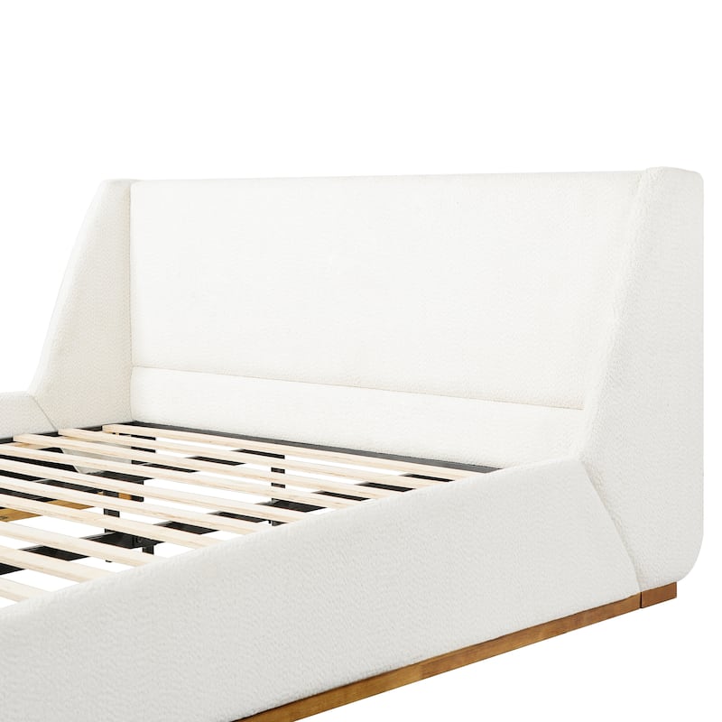 Christopher Knight Home - Modern Upholstered Boucle Platform Bed with Wingback Headboard