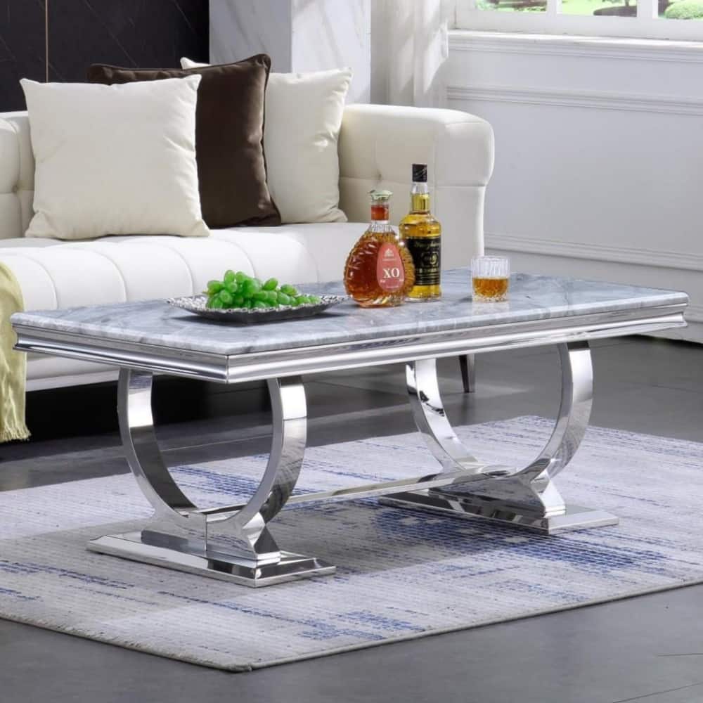 Luxury Circle Base Coffee Table 48 inches Rectangle Living Room Tea Table Sofa Coffee Table for Living Room