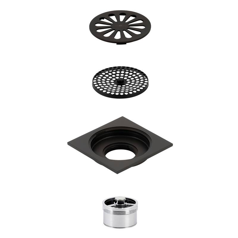 Kingston Brass Watercourse Sunburst 4" Square Grid Shower Drain