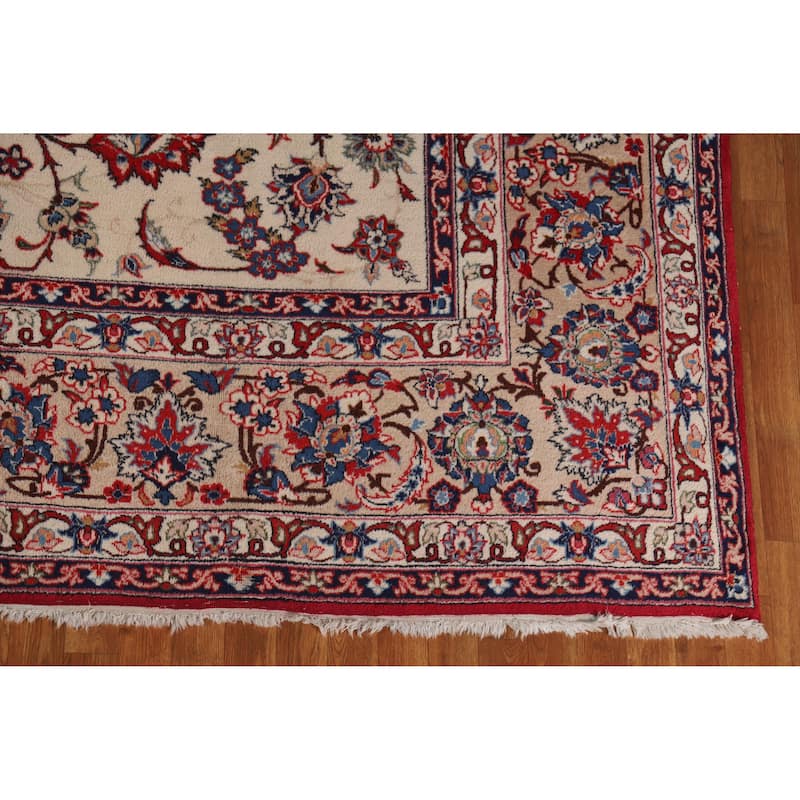 Hand Knotted Oriental 100% Wool Carpet Traditional All-Over Beige & Ivories Najafabad Area Rug - 13' 6'' X 9' 9''