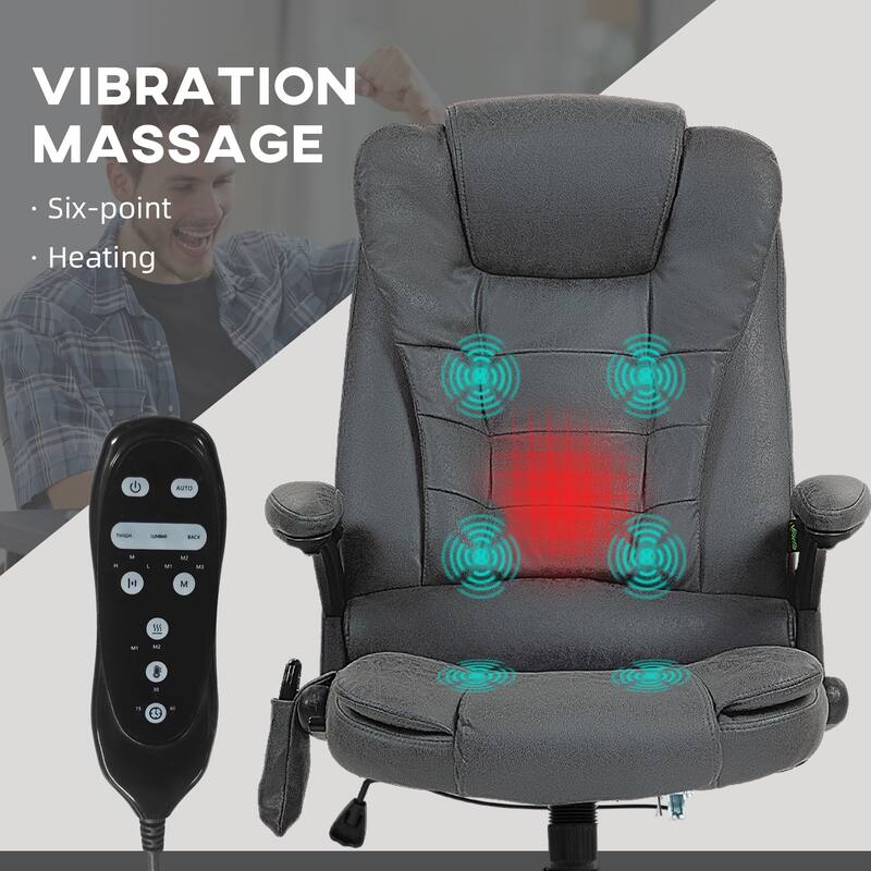 Gray Characteristic Heated Massage Chair Gaming Chair, Reclining Executive Chair Computer Chair Drafting Chair with Padded Arm