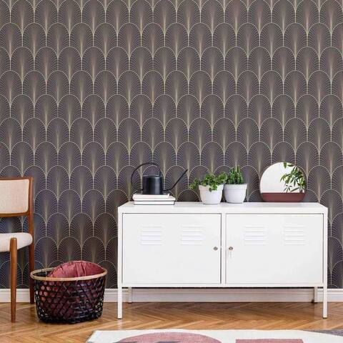 Black Arch Peel and Stick Removable Wallpaper 9934