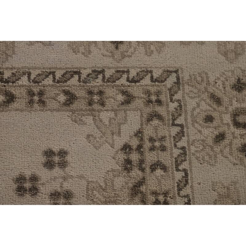 Geometric Oushak Indian Area Rug Handmade Wool Carpet - 7'11"x 9'9"