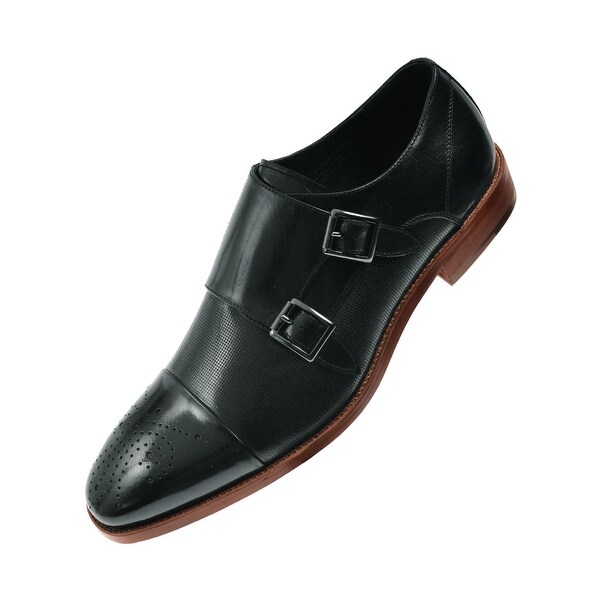 mens black leather monk shoes