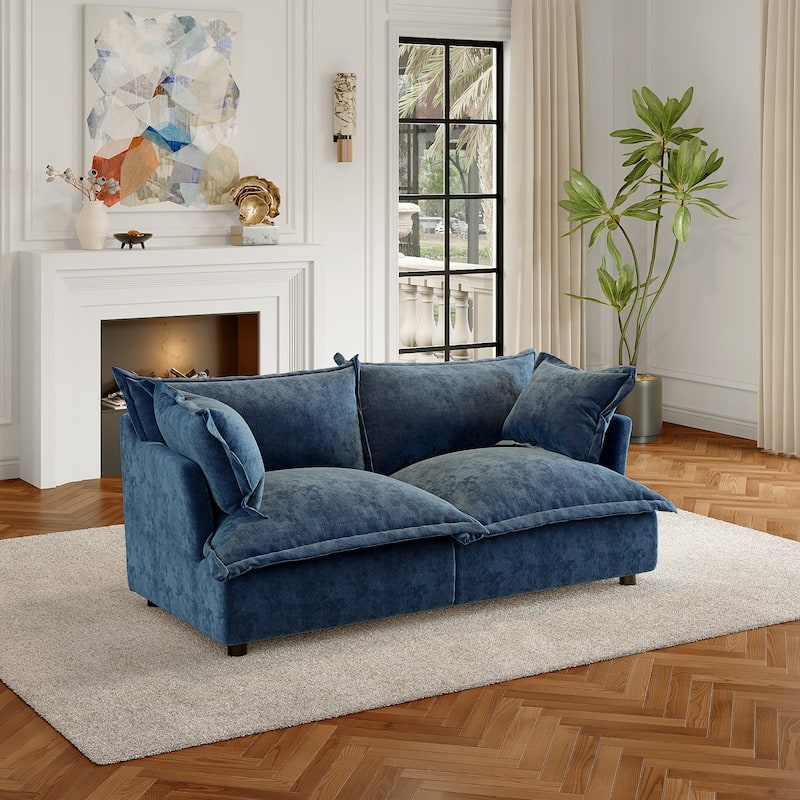 Cloud Chenille Upholstered Modular Sectional Sofa - Navy-2 piece