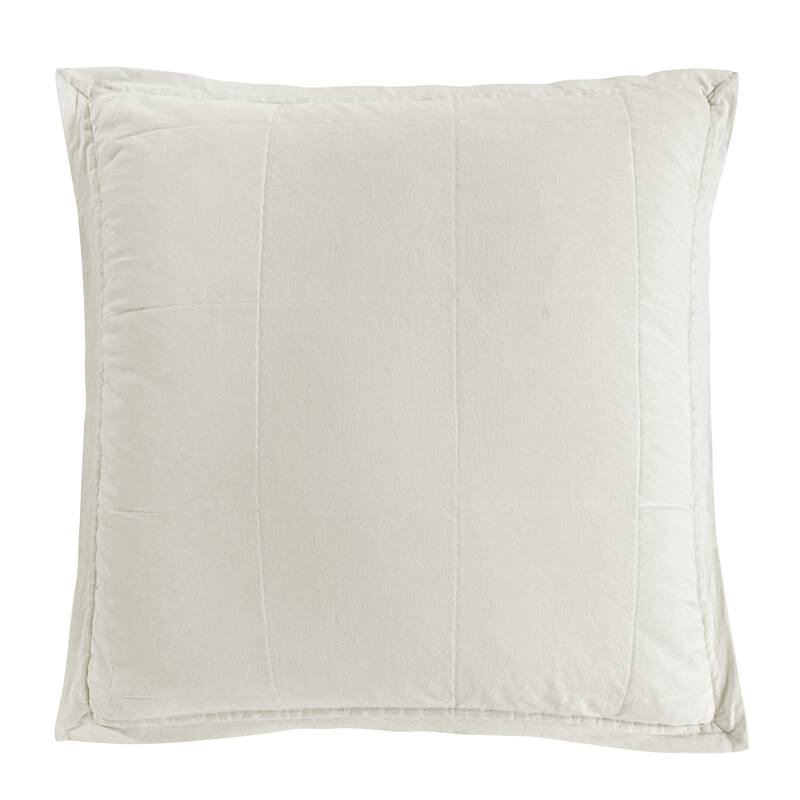 HiEnd Accents Stonewashed Cotton Canvas Vintage Chic Euro Sham, 27"x 27" - Natural