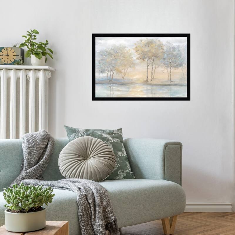 Serene Trees Landscape by Cynthia Coulter Wood Framed Wall Art Print - Svelte Noir Black