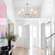 preview thumbnail 10 of 54, Starsky 6-Light Modern Classic Chandelier with White Linen Shades