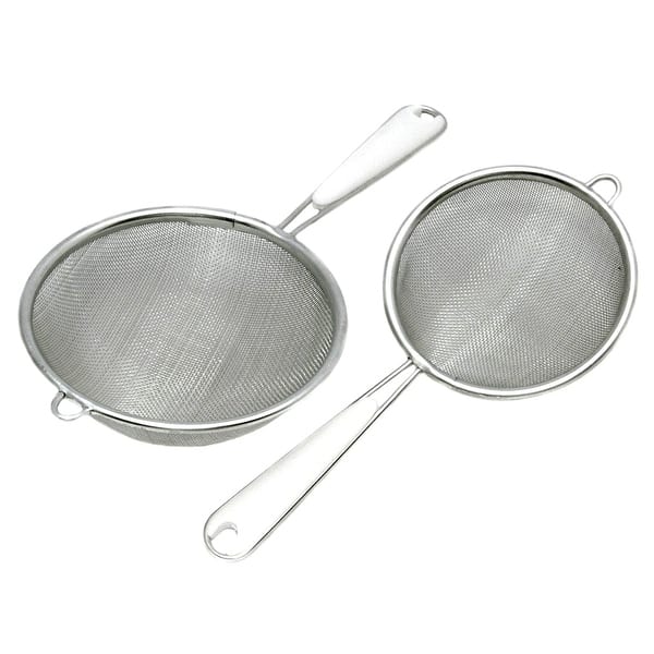 Chef Craft 3" & 4" Stainless Steel Fine Mesh Food Strainer for Kitchen Set with Handle - 1 Set