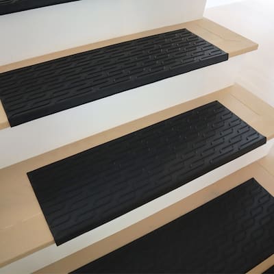 Rubber-Cal "Chelsea" Rubber Stair Mats - 9.75" x 29.125" - 6 pack - 29.125" x 9.75" x 0.125"