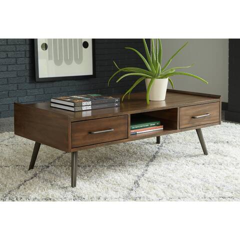 Signature Design by Ashley Calmoni Brown Coffee Cocktail Table - 48"W x 24"D x 17"H