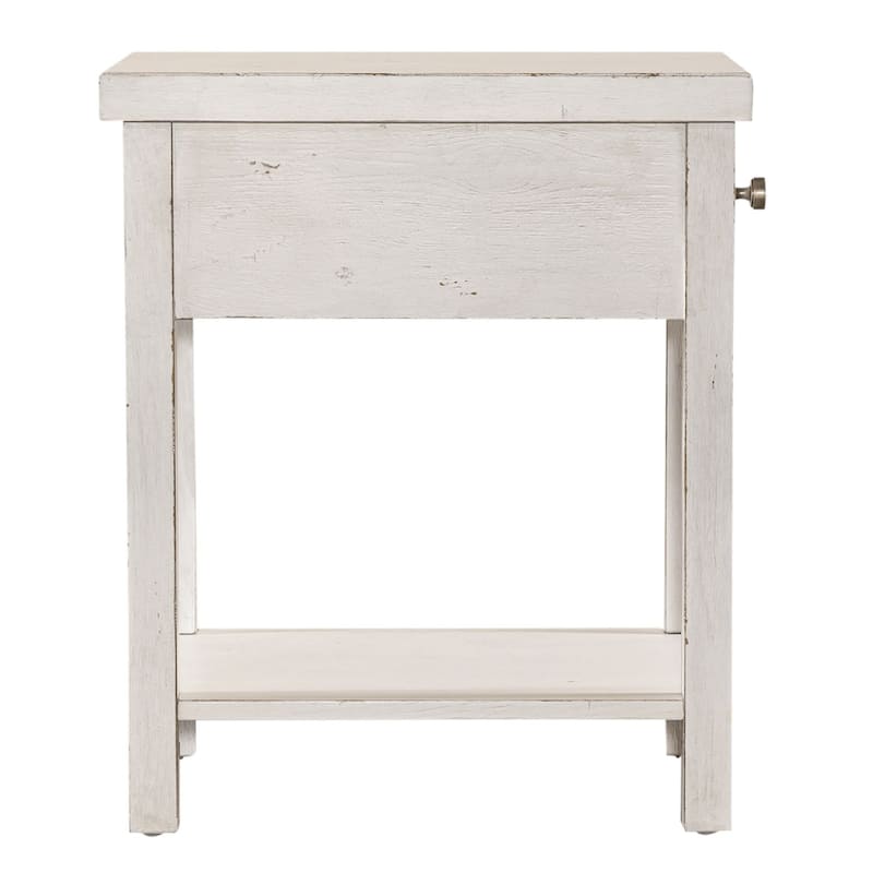 Modern Farmhouse Flea Market White Drawer Chair Side Table