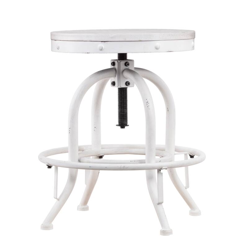 Industrial Adjustable Height Swiveling Stool - White