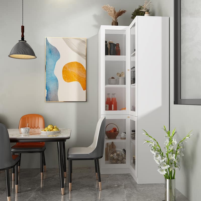 78.7"H White Corner Bathroom Cabinet - Stylish Storage for Any Room