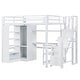 preview thumbnail 4 of 11, Full Size Loft Bed with Built-in Desk and Wardrobe, Kids Metal Bed Frame with USB Ports, 5-layer Shelf for Bedroom