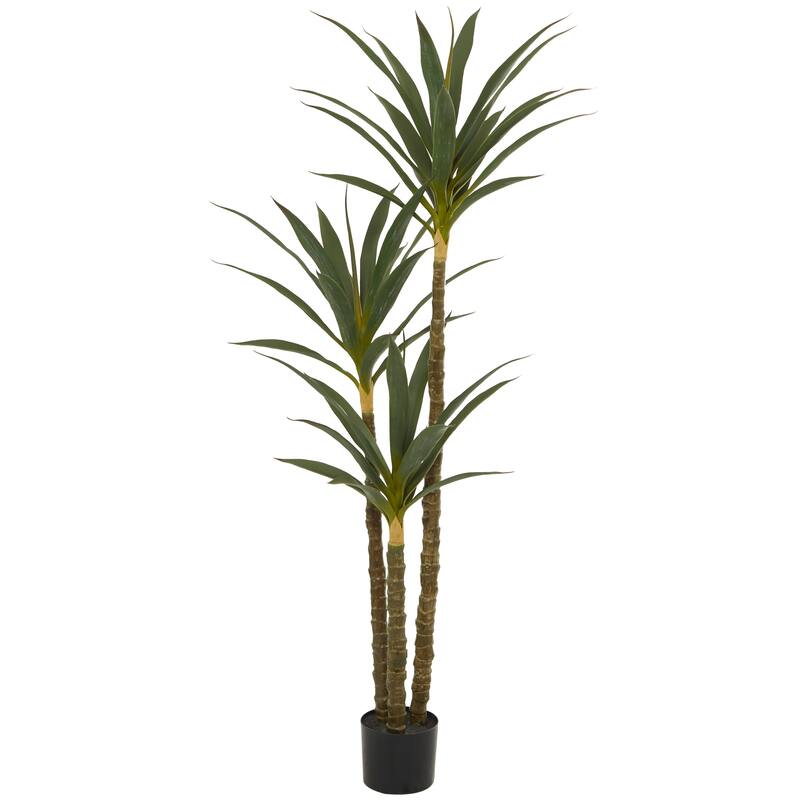 Faux Foliage Sisal Artificial Tree with Realistic Leaves and Black Plastic Pot - Green - Roche River Decor - 28"W x 28"L x 58"H