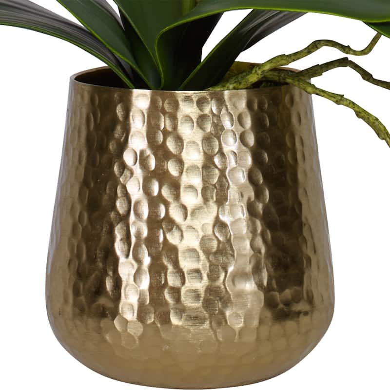 Orchid Floral Centerpiece with Hammered Pot - 24"